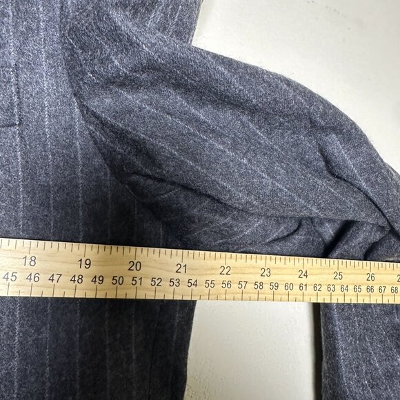 English Manor Wool Blazer Coat Jacket Men 42R Grey Formal Pinstripe Prep Minimal - Picture 9 of 16